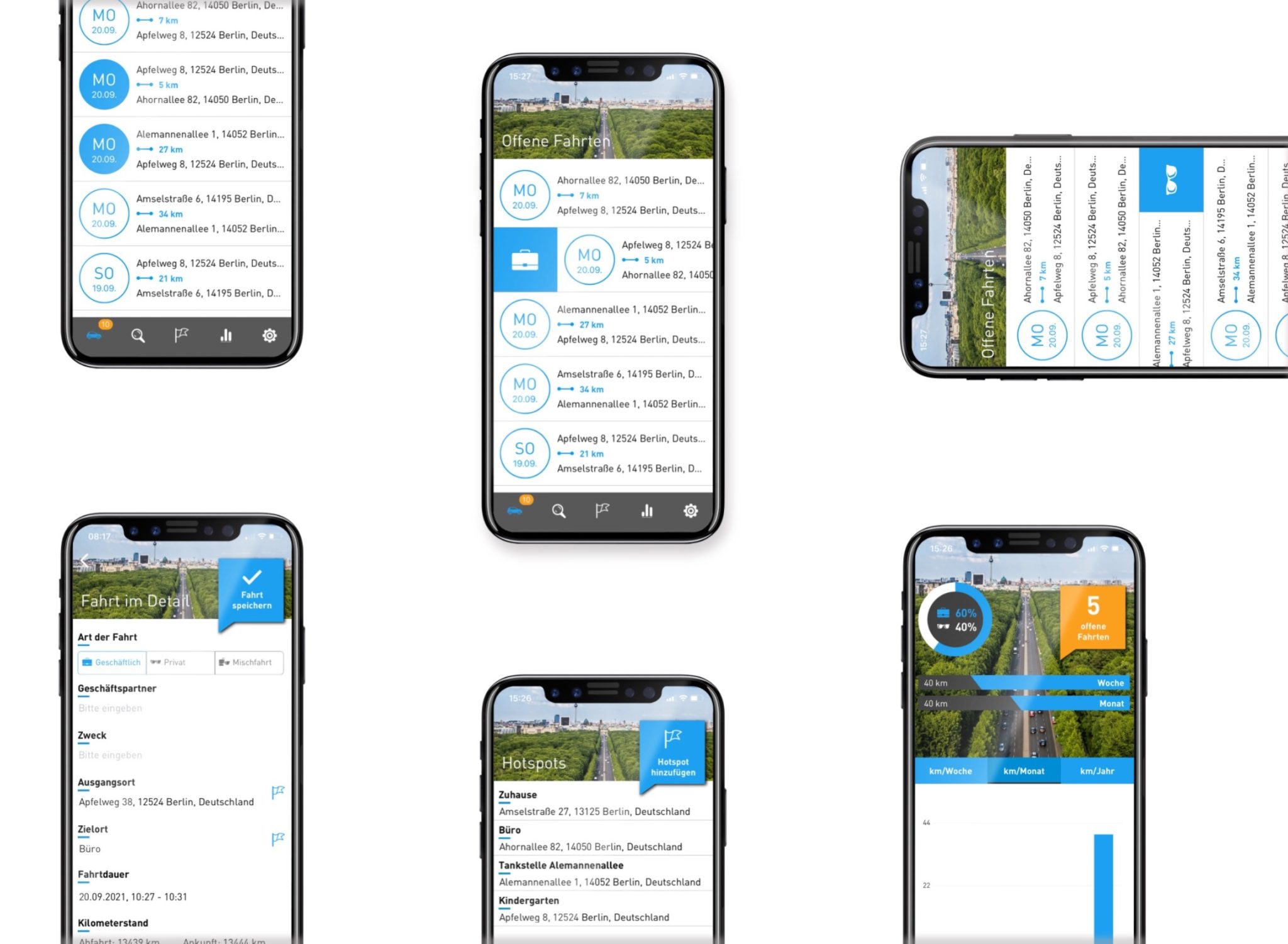 Elektronisches Fahrtenbuch von AutoLogg - Fahrtenbuch App Details Das elektronische Fahrtenbuch AutoLogg - So sieht die App aus
