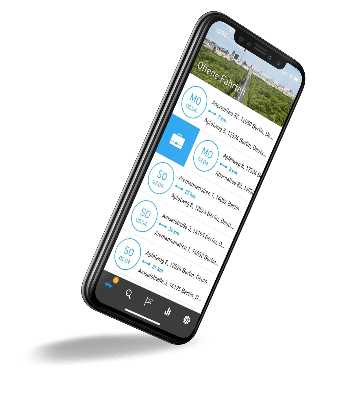 Elektronisches Fahrtenbuch fuer Flotten Fahrtenbuch für Flotten - Die App