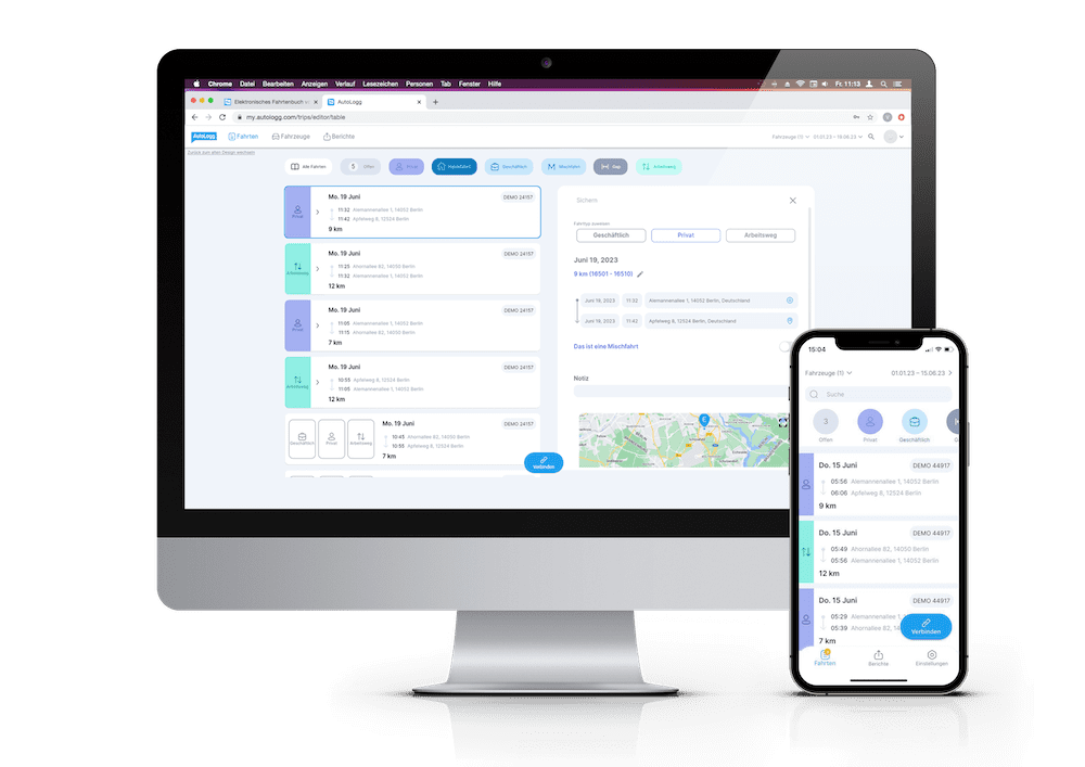 Digitales Fahrtenbuch AutoLogg - Einfache Bearbeitung am PC, Smartphone oder Tablet