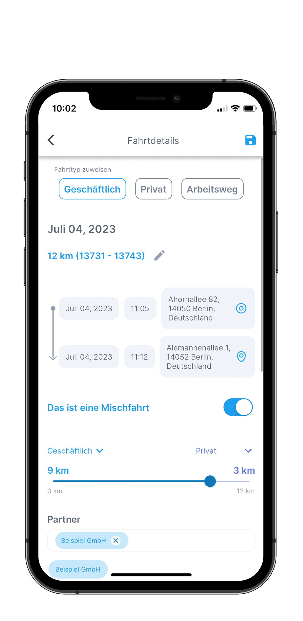 Mischfahrten - Beispiel Beruflich/Privat Mischfahrten - Beispiel Beruflich/Privat